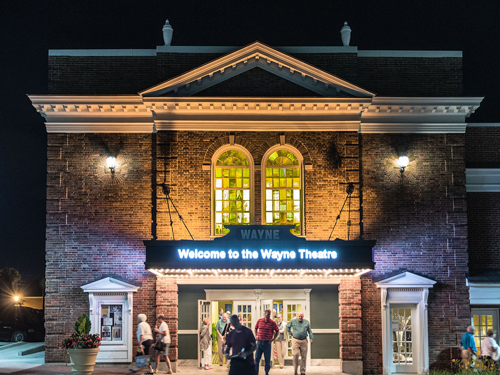 Wayne Theater Building at Night