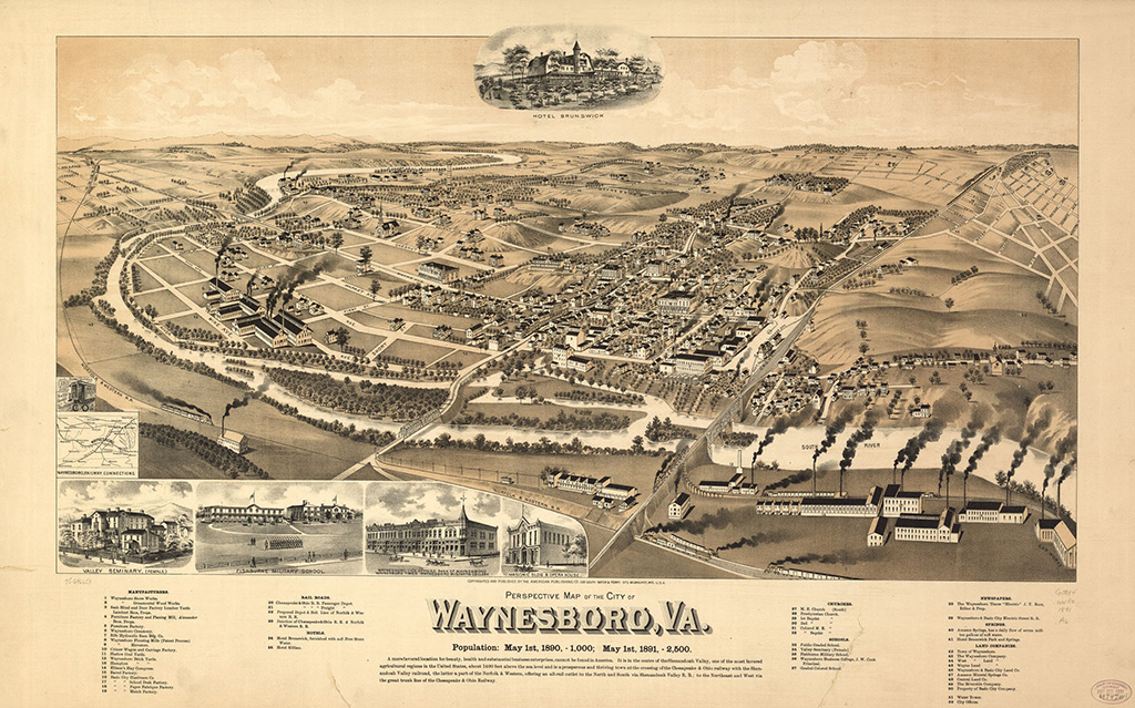 Map of Waynesboro in 1891