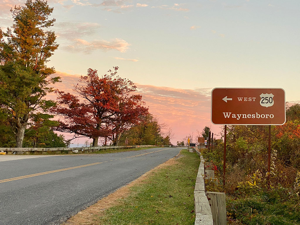 Waynesboro Sign from the Blue Ridge Parkway